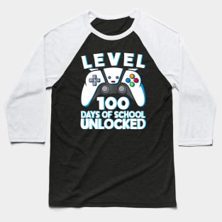 Video Gamer Level 100 Days Of School Unlocked  Student Baseball T-Shirt
